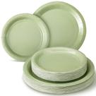 Pratos descartáveis Roshtia Sage Green Paper 18 cm 23 cm 100 unidades Pratos descartáveis Roshtia Sage Green Paper 18 cm 23 cm 100 unidades
