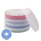 Pratos divididos de porcelana Elk and Friends Kids de 6,7 polegadas com mangas de sucção de silicone e tampas de silicone Adequados para bebês/crianças/crianças pequenas Seguros para micro-ondas e lava-louças Antiderrapantes Lanches Pacote com 4