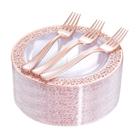 Pratos e garfos de sobremesa I00000 em ouro rosa 72 unidades