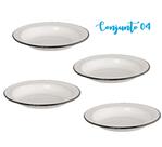 Pratos Esmaltado Fundo Ewel Branco - 4 unidades