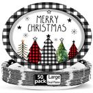Pratos ovais de Natal descartáveis Qyeahkj, pacote com 50 cm