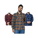 PREMIUM Kit 3 Camisetas Masculina Xadrez Flanelada Manga Longa LANÇAMENTO