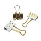 Prendedor de Papel 25mm Dourado Listras e Bolinhas 10 Unidades - Tilibra