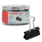 Prendedor De Papel Binder Clips Grampo 32mm Com 24 Peças Escritorio Organizador de Documentos Folhas