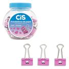 Prendedor De Papel Binder Rosa Coração 19mm 3/4 - Pote c/ 24 unidades - Cis