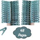 Prendedor de Roupa 48 Peças Plástico Resistente Pregador Varal Azul