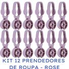 Prendedor de Roupas de Plástico Rose o Melhor do Mercado Kit Com 12 Unidades