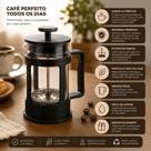 Prensa Francesa Café Chá 350ml Vidro Aço Inox Preto com Filtro Permanente