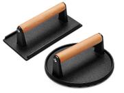 Prensa para Hambúrguer AIVIKI em Ferro Fundido 17,5 cm Redonda e 21 x 11 cm