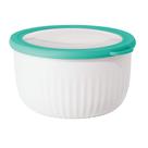 Prepare, armazene e sirva tigela de plástico Oggi White/Aqua 2,5 L com tampa