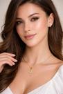 Presente Batizado Conjunto Cruz Cravejada Ouro 18k Luxo
