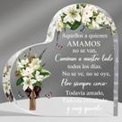 Presente comemorativo: acrílico, coração, simpatia, decoração de luto, 15 cm