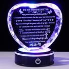 Presente de afilhada YWHL Crystal Heart Keepsake com base de LED