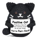 Presente de animal de crochê positivo para gatos de pelúcia, preto, AIcase