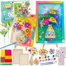 Presente de artesanato para meninas DIY 3D Felt Flowers Kit de vasos de madeira