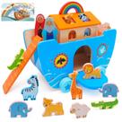 Presente de batismo de madeira Toy Noah's Ark Yelakey de 1 a 4 anos com livro