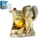 Presente de simpatia com estátua de anjo de jardim com luz LED solar de 22 cm