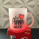Presente dia dos namorados Caneca de vidro personalizada amo você com frase para chá café leite na caixa xícara vermelha
