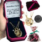 Presente Esposa Maravilhosa Colar Eu Te Amo 100 Idiomas Sol Lua 2 em 1 Veludo Exclusiva