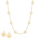 Presente Feminino Rommanel Kit Colar + Brincos Rosas Vazadas Banhado Ouro 18k