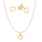 Presente Lindo Feminino Kit Rommanel Corações Cordão + Pingente + Brincos Banhados Ouro 18k