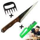 Presente Pai Kit Churras King Faca Picanheira Afiador Pedra Garra de Urso Churrasco Amantes Ponta Fina Cutelaria