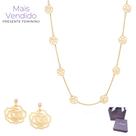 Presente Para Mulher Colar + Brincos Rommanel Rosas Vazadas Lindo Elegante Com Embalagens