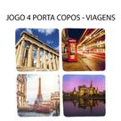 Presente Personalizado com 4 Porta Copos Viagem dos sonhos Quadrado Presente Personalizado com 4 Porta Copos Viagem dos sonhos Quadrado