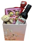 Presente Romântico Cesta Mini Vinho Ferrero Rocher Ursinho -