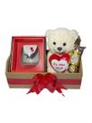 Presente Romântico Urso com Coração Eu Amo Você, Copo Elegante e Chocolate