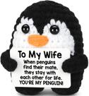 Presentes feitos à mão em crochê emocional, mini pinguim engraçado para esposa