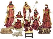 Presépio de Natal 9 Peças 30cm Poliresina Seda Plus Decoração Natalina