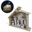 Presépio De Natal Manjedoura Iluminação Led Estilo Artesanal