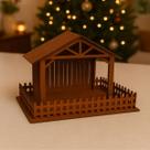 Presépio de Natal MDF Completo com Cercado e Telhado para Montar Decoração Natalina Artesanal