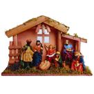 Presépio de Natal no Estábulo 9 Peças 30x10x21cm Resina e Madeira