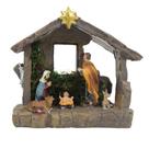 Presépio De Natal Realista Em Resina Iluminado Fita De LED 20cm