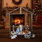 Presépio De Natal Resina 13pcs E Casa De Madeira Completo !