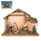 Presepio De Natal Resina C/8 Pcs Decorado Casa De Madeira