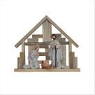 Presepio Sagrada Familia Enfeite Vila Natalina Madeira Resina 23Cm