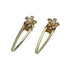 Presilha Bico de Pato com Flor em Metal Prata ou Dourado (2 Unidades)