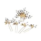 Presilha De Cabelo Dourada Com Pérolas Para Noivas - 5 Peças De Acessórios Vintage Para Cabelo De