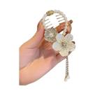 Presilha De Cabelo Elegante Com Pérolas, Strass E Franjas, Clipe De Tubarão Para Coque