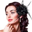 Presilha Flor Preta Enfeite Cabelo Chapéu Penteado Festas