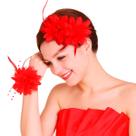 Presilha Flor Vermelho Enfeite Cabelo Chapéu Penteado Festas