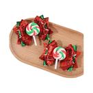 Presilhas De Cabelo De Natal Para Meninas Com Laço De Pirulito, Lantejoulas Brilhantes E Tema De