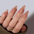 Press On Nails Bartbox Almond com design de linhas douradas 3D