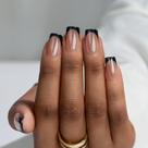 Press on Nails Bartbox Black Chrome French Tip Short Square