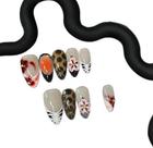 Press on Nails, estampa de leopardo mais vendida com flores 3D Press on Nails, estampa de leopardo mais vendida com flores 3D