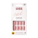 Press On Nails KISS Gel Fantasy 'Ribbons' Pink Short Squoval