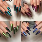 Press on Nails KKUUOO Long Coffin Fake Nails, pacote com 4 para mulheres